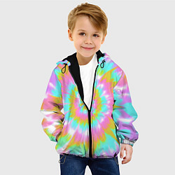 Куртка с капюшоном детская Tie-Dye кислотный в стиле барби, цвет: 3D-черный — фото 2