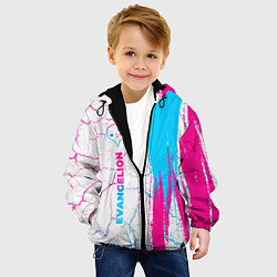 Куртка с капюшоном детская Evangelion neon gradient style: по-вертикали, цвет: 3D-черный — фото 2