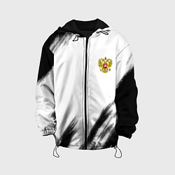 Куртка с капюшоном детская Russia sport черно белый, цвет: 3D-черный
