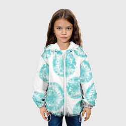 Куртка с капюшоном детская Акварельные голубые био формы, цвет: 3D-белый — фото 2