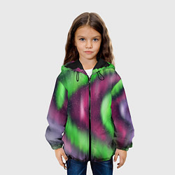 Куртка с капюшоном детская Абстрактное северное сияние, цвет: 3D-черный — фото 2