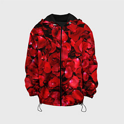Куртка с капюшоном детская Лепестки алых роз, цвет: 3D-черный