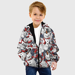 Куртка с капюшоном детская Зимний паттерн со снеговиками, цвет: 3D-черный — фото 2