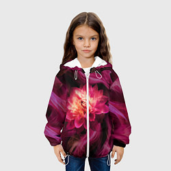 Куртка с капюшоном детская Розовый цветок в огне - нейросеть, цвет: 3D-белый — фото 2