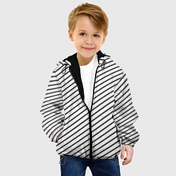 Куртка с капюшоном детская Черно-белые полосы паттерн, цвет: 3D-черный — фото 2