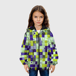Куртка с капюшоном детская Ретро квадраты болотные, цвет: 3D-черный — фото 2