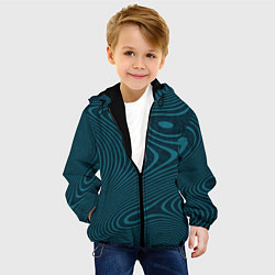 Куртка с капюшоном детская Абстрактный бирюзовый, цвет: 3D-черный — фото 2