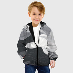 Куртка с капюшоном детская Волны монохрома, цвет: 3D-черный — фото 2