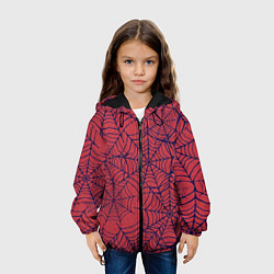 Куртка с капюшоном детская Паутина красно-синий, цвет: 3D-черный — фото 2