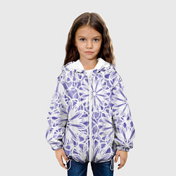 Куртка с капюшоном детская Стилизованные цветы абстракция, цвет: 3D-белый — фото 2