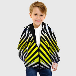 Куртка с капюшоном детская Зеркальный паттерн из полос, цвет: 3D-черный — фото 2