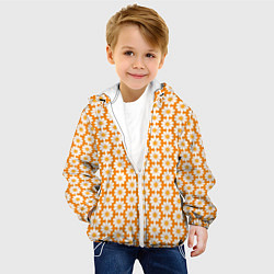 Куртка с капюшоном детская Паттерн ромашки на оранжевом, цвет: 3D-белый — фото 2