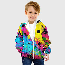 Куртка с капюшоном детская Цветная абстракция - живопись, цвет: 3D-белый — фото 2