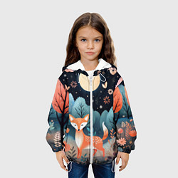 Куртка с капюшоном детская Лисичка в осеннем лесу фолк-арт, цвет: 3D-белый — фото 2