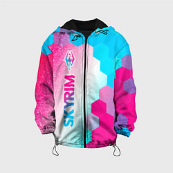 Куртка с капюшоном детская Skyrim neon gradient style: по-вертикали, цвет: 3D-черный