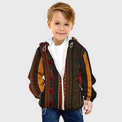 Куртка с капюшоном детская Этнический узор в вертикальную полоску, цвет: 3D-белый — фото 2