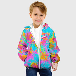 Куртка с капюшоном детская Барбм - цветочный абстрактный паттерн - тай-дай, цвет: 3D-белый — фото 2