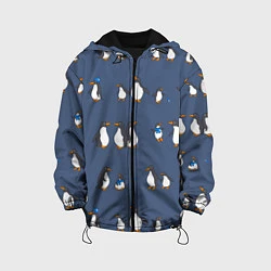 Куртка с капюшоном детская Забавное семейство пингвинов, цвет: 3D-черный