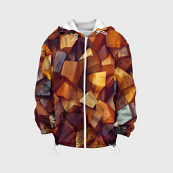 Куртка с капюшоном детская Паттерн камни и кристаллы, цвет: 3D-белый