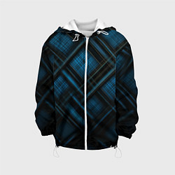 Куртка с капюшоном детская Тёмно-синяя шотландская клетка, цвет: 3D-белый