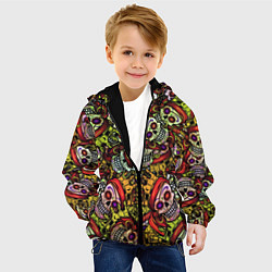 Куртка с капюшоном детская Череп пират с короной паттерн, цвет: 3D-черный — фото 2