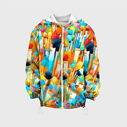 Куртка с капюшоном детская Кисти художника, цвет: 3D-белый