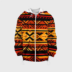 Куртка с капюшоном детская Узор в этническом стиле масаев, цвет: 3D-белый