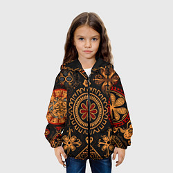 Куртка с капюшоном детская Орнамент в славянском стиле на тёмном фоне, цвет: 3D-черный — фото 2