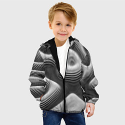 Куртка с капюшоном детская Чёрно белый точечный абстрактный фон, цвет: 3D-черный — фото 2