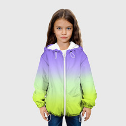 Куртка с капюшоном детская Фиолетовый мятный и желто-зеленый градиент, цвет: 3D-белый — фото 2