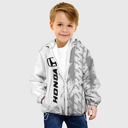 Куртка с капюшоном детская Honda speed на светлом фоне со следами шин по-верт, цвет: 3D-белый — фото 2
