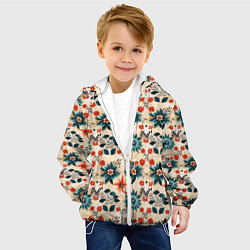 Куртка с капюшоном детская Цветочный узор паттерн, цвет: 3D-белый — фото 2