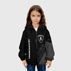 Куртка с капюшоном детская Lamborghini speed на темном фоне со следами шин ве, цвет: 3D-черный — фото 2
