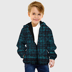 Куртка с капюшоном детская Имитация ткани бирюзовый, цвет: 3D-черный — фото 2
