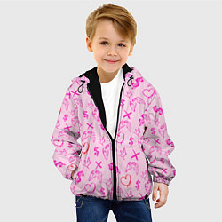 Куртка с капюшоном детская Паттерн - розовые граффити, цвет: 3D-черный — фото 2