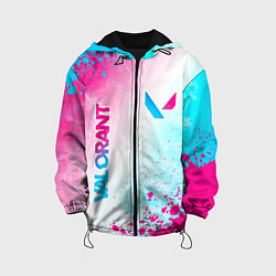 Куртка с капюшоном детская Valorant neon gradient style вертикально, цвет: 3D-черный