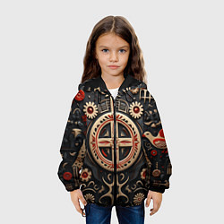 Куртка с капюшоном детская Орнамент в славянской стилистике, цвет: 3D-черный — фото 2