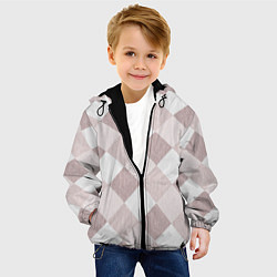 Куртка с капюшоном детская Геометрический светло коричневый узор квадраты, цвет: 3D-черный — фото 2