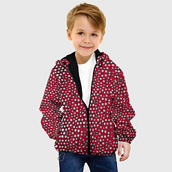 Куртка с капюшоном детская Белые пузырьки на красном фоне, цвет: 3D-черный — фото 2