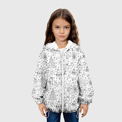 Куртка с капюшоном детская Черно-белый новогодний патерн, цвет: 3D-белый — фото 2