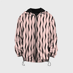 Куртка с капюшоном детская Розовый с волнистыми линиями, цвет: 3D-черный
