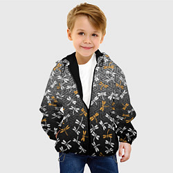 Куртка с капюшоном детская Стрекозы поверх графики, цвет: 3D-черный — фото 2