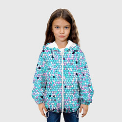 Куртка с капюшоном детская Мозаика розово-голубая, цвет: 3D-белый — фото 2