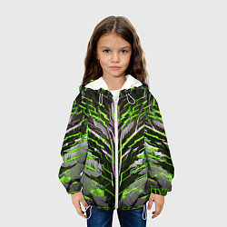 Куртка с капюшоном детская Киберпанк доспех зелёный, цвет: 3D-белый — фото 2