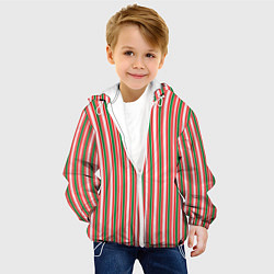 Куртка с капюшоном детская Полоса красная зеленая, цвет: 3D-белый — фото 2