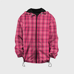 Куртка с капюшоном детская Розовая клетка классическая, цвет: 3D-черный