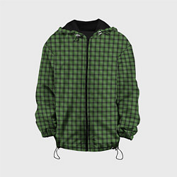 Куртка с капюшоном детская Зеленая клетка классика, цвет: 3D-черный