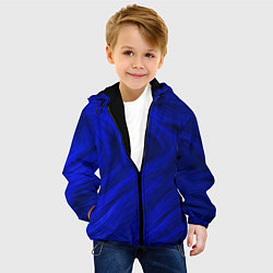 Куртка с капюшоном детская Текстура синей шерсти, цвет: 3D-черный — фото 2