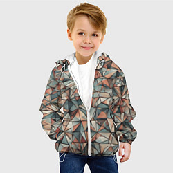 Куртка с капюшоном детская Маленькие треугольники сепия, цвет: 3D-белый — фото 2