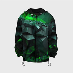 Куртка с капюшоном детская Зеленый океан абстракции, цвет: 3D-черный